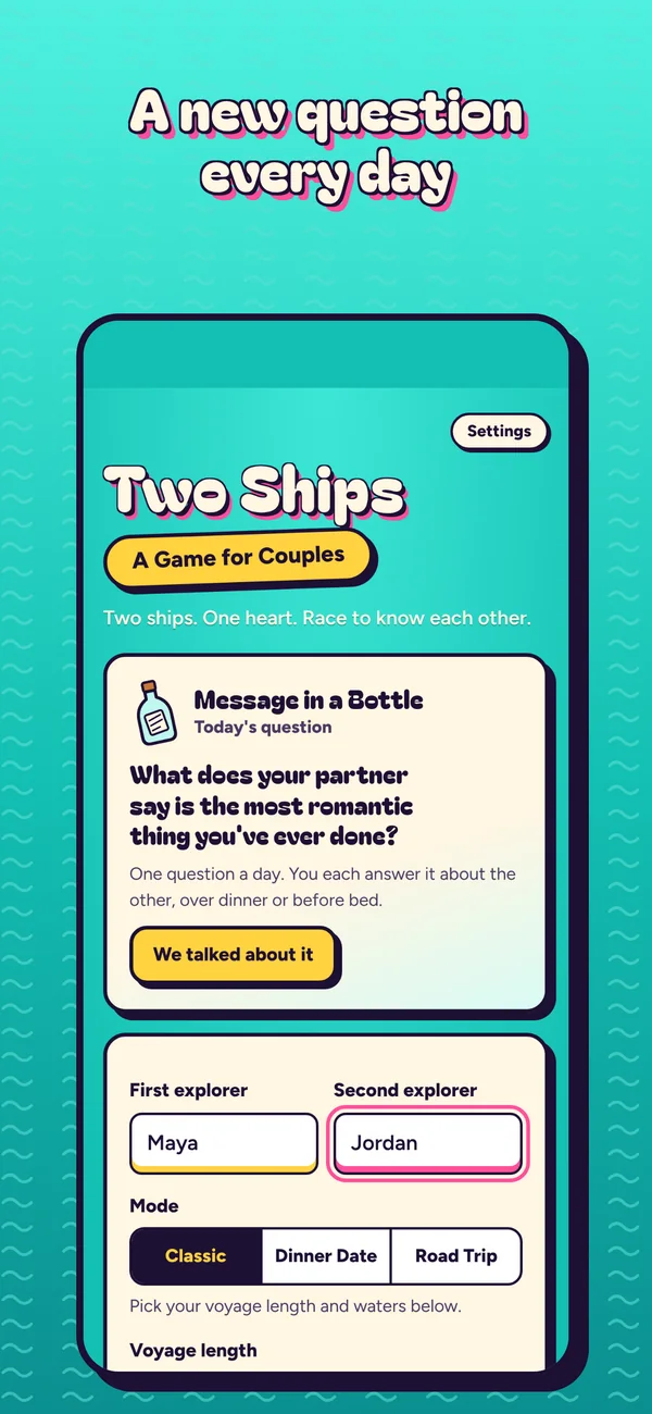 Message in a Bottle, a new question every day